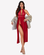 Mesh Nightwear Side Split Nightgown