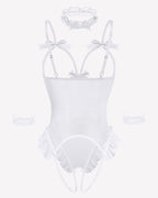 4 Piece Set Sheer Mesh Teddy Bodysuits