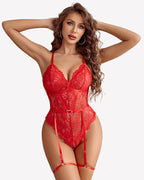 Lace Crotchless Bodysuit with Garter Belt