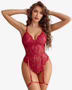 Lace Crotchless Bodysuit with Garter Belt