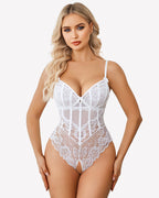 V Neck Body Suits One Piece Floral Teddy