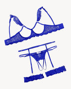 Floral Lace Bra and Panty Garter Sets