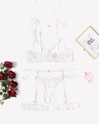 Floral Lace Bra and Panty Garter Sets
