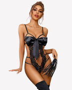 Floral Lace Teddy Bow Tie Bodysuit