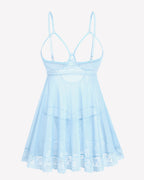 Cupless Lace Babydoll Crotchless Panty Set