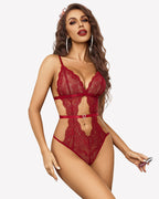 Lace Bodysuit V Neck Mini Bodysuit