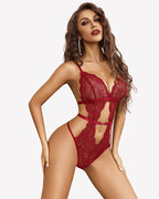 Lace Bodysuit V Neck Mini Bodysuit