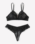 Lace Bra and Panty Sets Mesh Ruffle  2 Piece