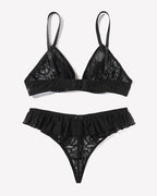Lace Bra and Panty Sets Mesh Ruffle  2 Piece