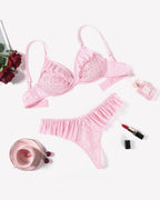 Lace Bra and Panty Sets Mesh Ruffle  2 Piece