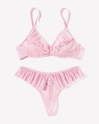 Lace Bra and Panty Sets Mesh Ruffle  2 Piece