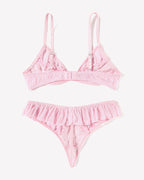 Lace Bra and Panty Sets Mesh Ruffle  2 Piece