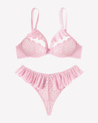 Lace Bra and Panty Sets Mesh Ruffle  2 Piece