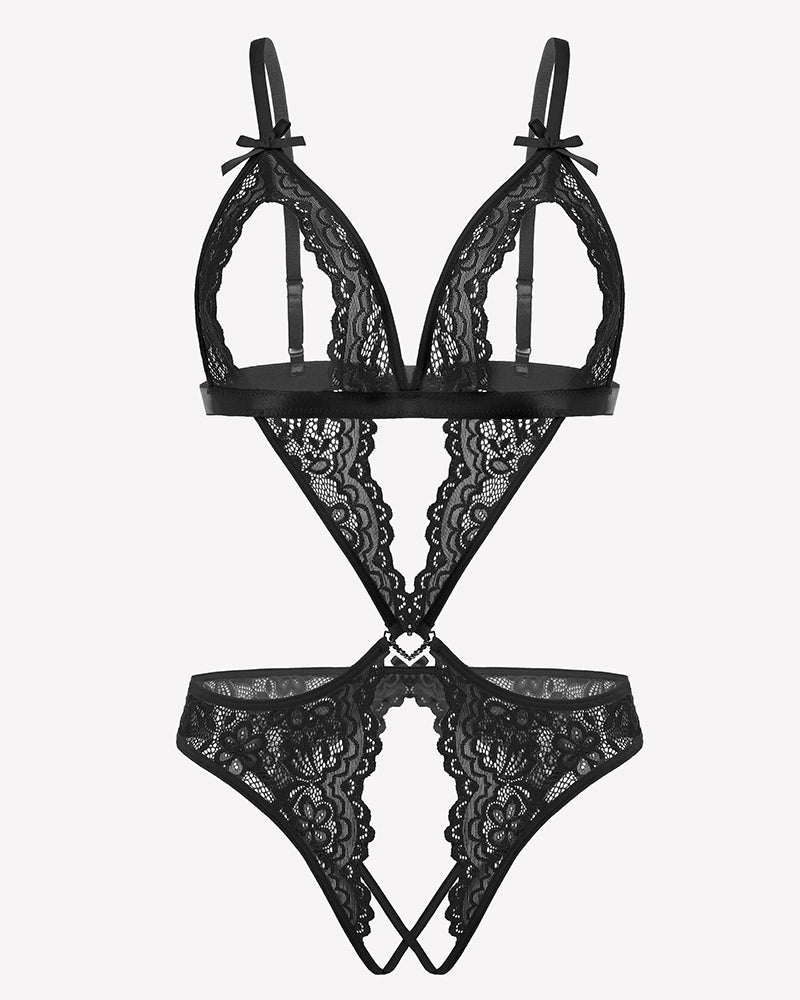 Lace Deep V Teddy Bodysuit