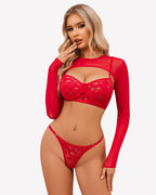 Lace Bra and Panty Crop Tops Set