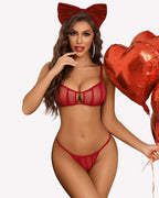 Cut Out Sheer 2 Pieces Bra and Panty Set