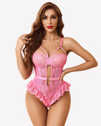 Lace Crotchless Teddy Mesh Bodysuit