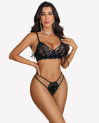 Lace Bra and Panty Set Wireless 2 Piece Outfit