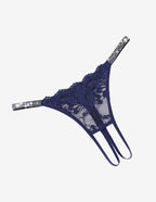 Floral Lace Briefs Rhinestones Strap Panties