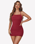 Backless Chemise Cotton Halter Dress