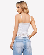 Side Drawstrings Mesh Sheer Tank Tops
