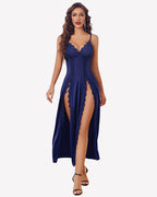 Satin V Neck Side Split Nightgown