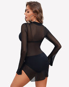 Mesh Bell Sleeves Bodycon Dress