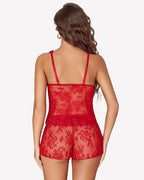 Sheer Floral Lace 2 Piece Lingerie Set