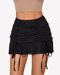 Ruched Bodycon Double Layer Mesh Skirts