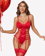 Lace Bodysuit Garter Lingerie Sets Cut Out Teddy