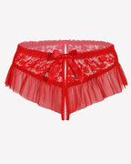 Floral Lace Briefs with Cute Bow