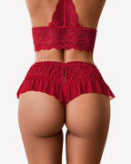 Floral Lace Briefs with Cute Bow