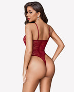 Deep V Teddy Hollow Out Bodysuit