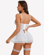 Lace Mesh Lingerie with Garter Belt Rave Outfits