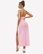 Long Lace Side Split Night Gowns