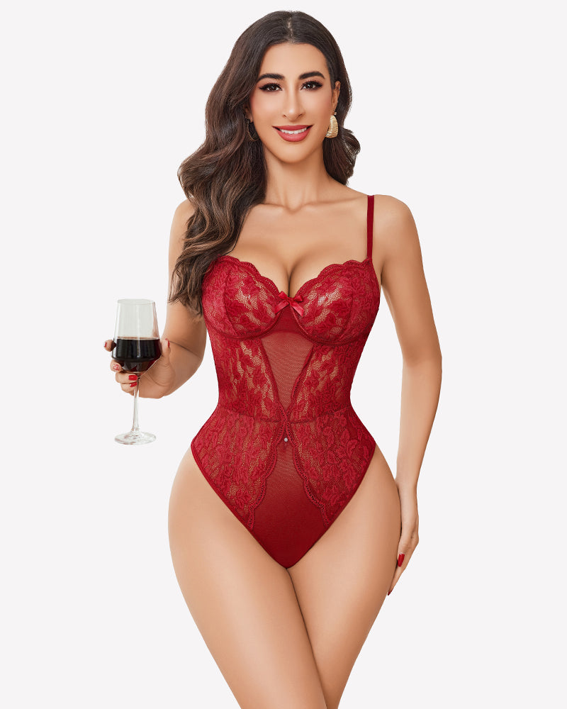 2 Piece Sheer Kimono Robe with Lace Teddy