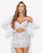 Ruched Lace Cutout Mesh Chemise