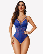 Cut Out Lace Snap Crotch Bodysuit