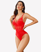 Cut Out Lace Snap Crotch Bodysuit