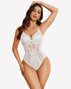 Cut Out Lace Snap Crotch Bodysuit