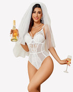 Cut Out Lace Snap Crotch Bodysuit