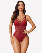 Cut Out Lace Snap Crotch Bodysuit