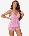 Floral Lace Lingerie Pajama Set