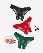 Floral Lace Briefs Hollow Out Bow Underwear