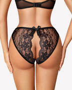 Floral Lace Briefs Hollow Out Bow Underwear