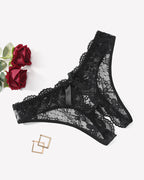 Floral Lace Briefs Hollow Out Bow Underwear