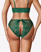 Floral Lace Briefs Hollow Out Bow Underwear