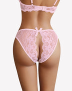 Floral Lace Briefs Hollow Out Bow Underwear