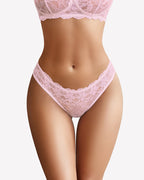Floral Lace Briefs Hollow Out Bow Underwear
