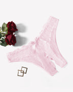 Floral Lace Briefs Hollow Out Bow Underwear